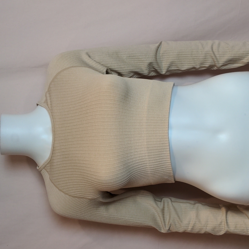 Boohoo Ribbed Seamless Long Sleeve Gym Top Size Large